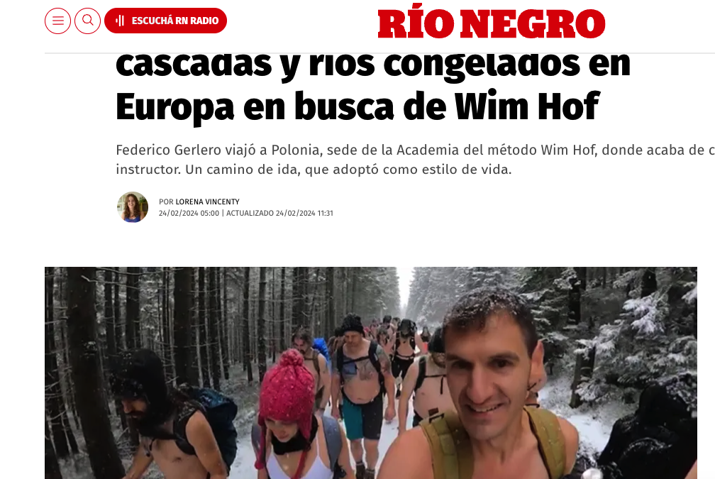 Me certifiqué como instructor Avanzado (nivel 2)  del Método Wim Hof en Polonia! y salí en el diario